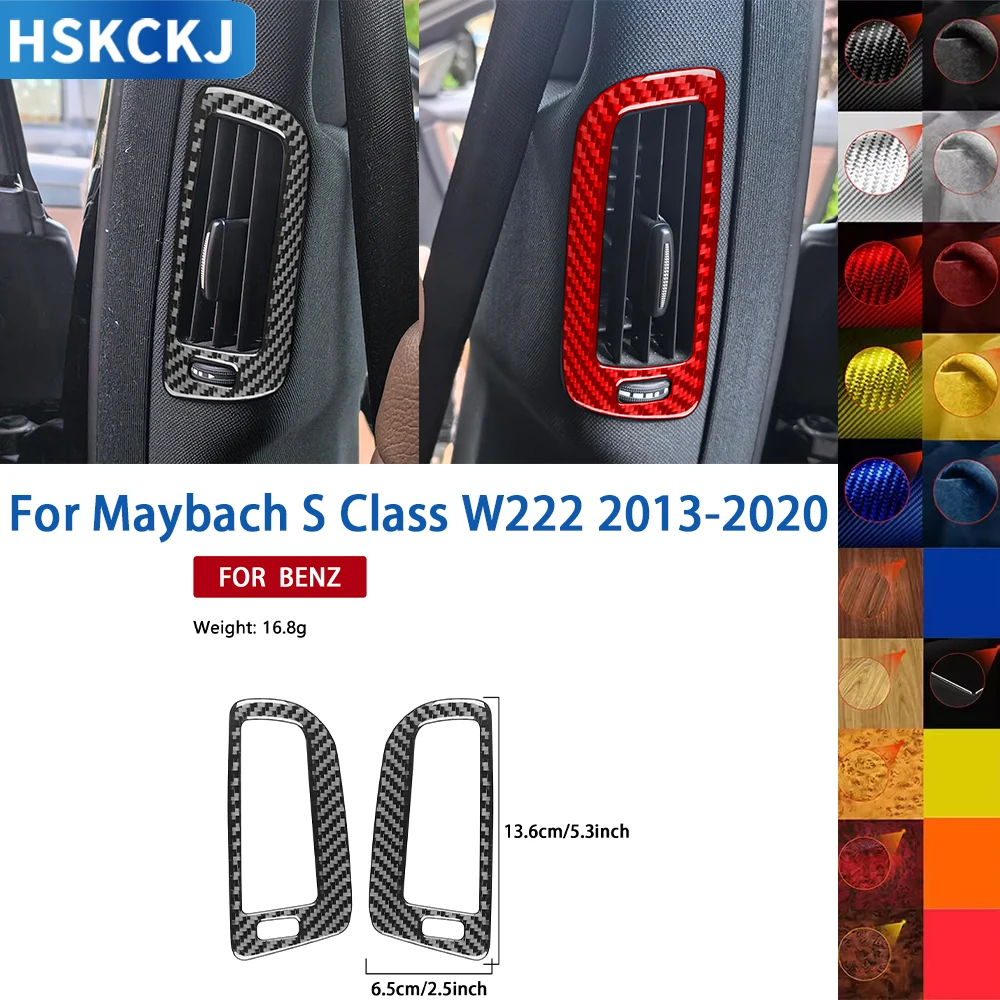 

For Maybach S Class W222 2013-2020 Real Soft Carbon Fiber B Pillar Air Outlet Decoration Frame Protection Sticker Accessories