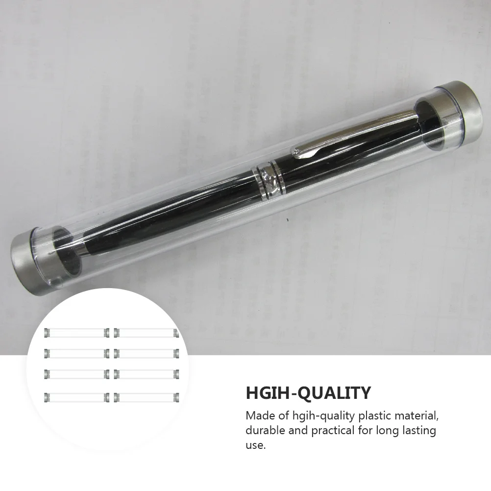 

8pcs Pen Box Cylindrical Plastic Pencil Case For Ballpoint Pens Storage Clear Container Student Gift Office Organizer