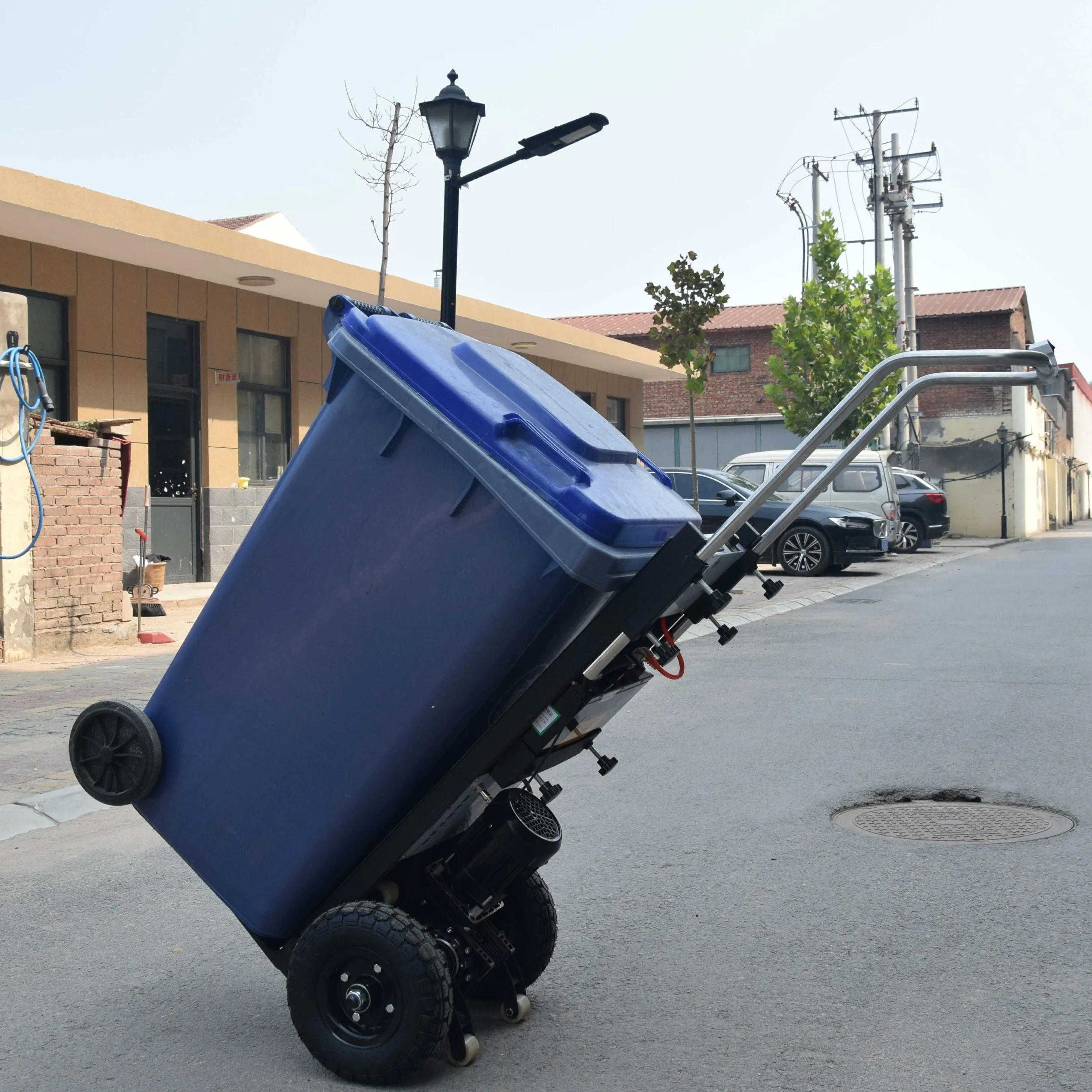 Lithium Battery Electric Hand Trolley 225Kg Crawler Steel Foldable  Heavy Duty Construction Cart