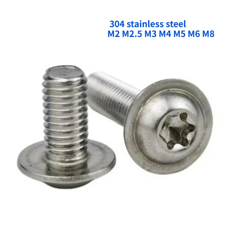 20-200pcs 304 Stainless Steel Round Head Plum Blossom with Washer Screw M2 M2.5 M3 M4 M5 M6 M8 Hexagonal Plum Blossom Screw