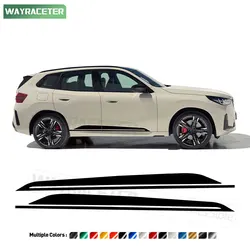 2 Pcs M Performance Decal Carbon Fiber Vinyl Door Side Stripes Sticker For BMW X3 G45 2024 2025 30e 20d M Sport M50 Accessories