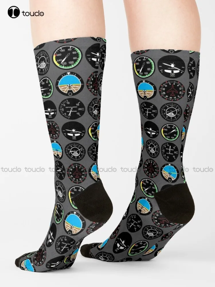 Flight Instruments Aviation Aircraft Pilot Flight Flying Airplane Socks Halloween Socks Comfortable Best Girls Sports Gd Hip Hop