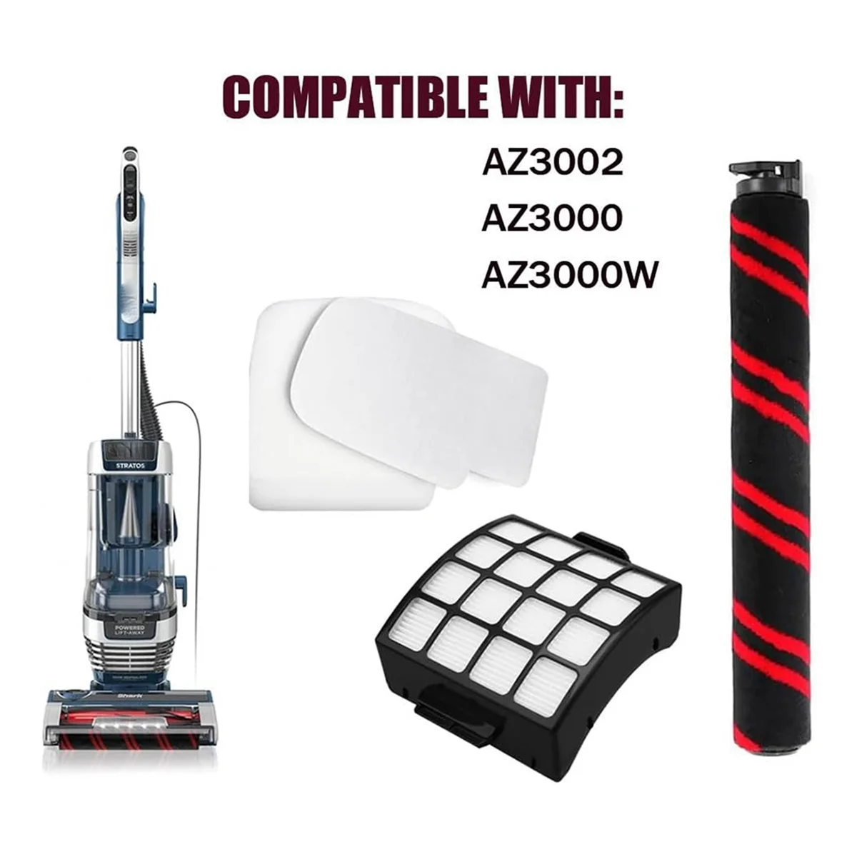 Replacement Parts Kit Compatible for Shark Stratos AZ3002 AZ3000 AZ3000W Duo Clean Power Fins Upright Vacuum Cleaner