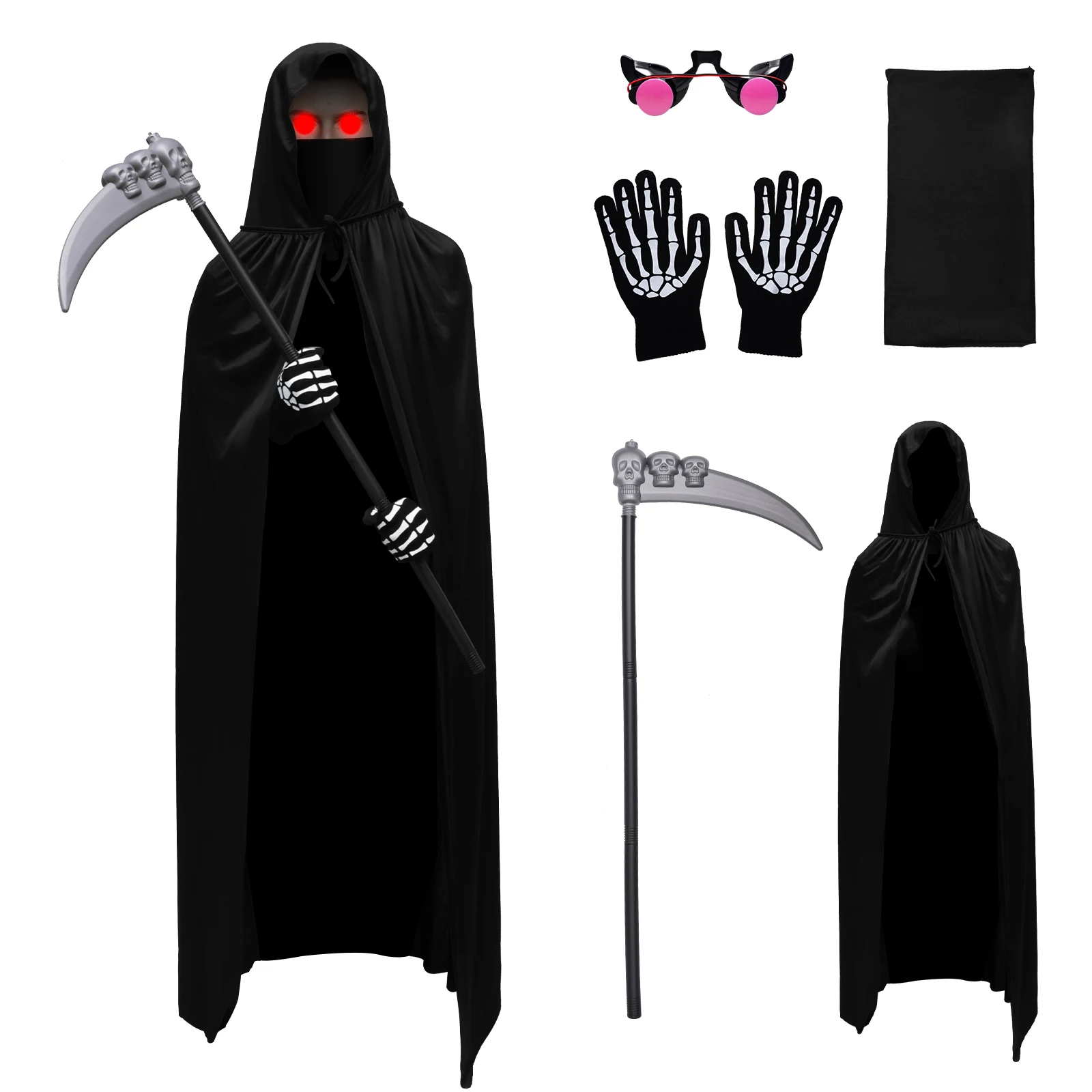 

Reaper Costume Adult 5 Piece Skeleton Costume Skeleton Mask Adult Grim Reaper Halloween Costume Scary Halloween Costumes