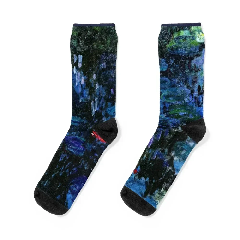 

Nymphéas Reflets de Saule' Claude Monet Inspired Fine Art Socks kawaii gifts Climbing Man Socks Women's