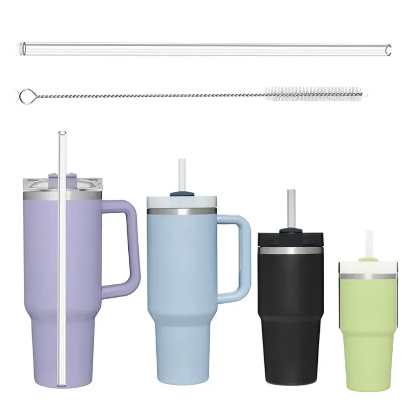 Wiederverwendbare Strohhalme mit Reinigungsbürsten-Set, Ersatz, kompatibel mit Stanley 20oz 30oz 40oz Wasserbecher, Trinkzubehör