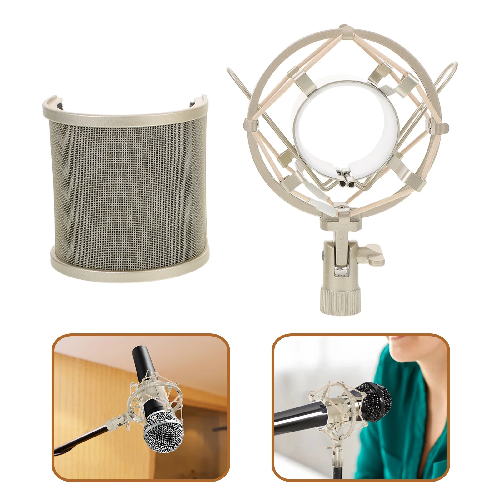 

1Set Microphone Pop Filter Shock Mount U-Shaped Isolation Shield Noise Reduction for Professional Recording