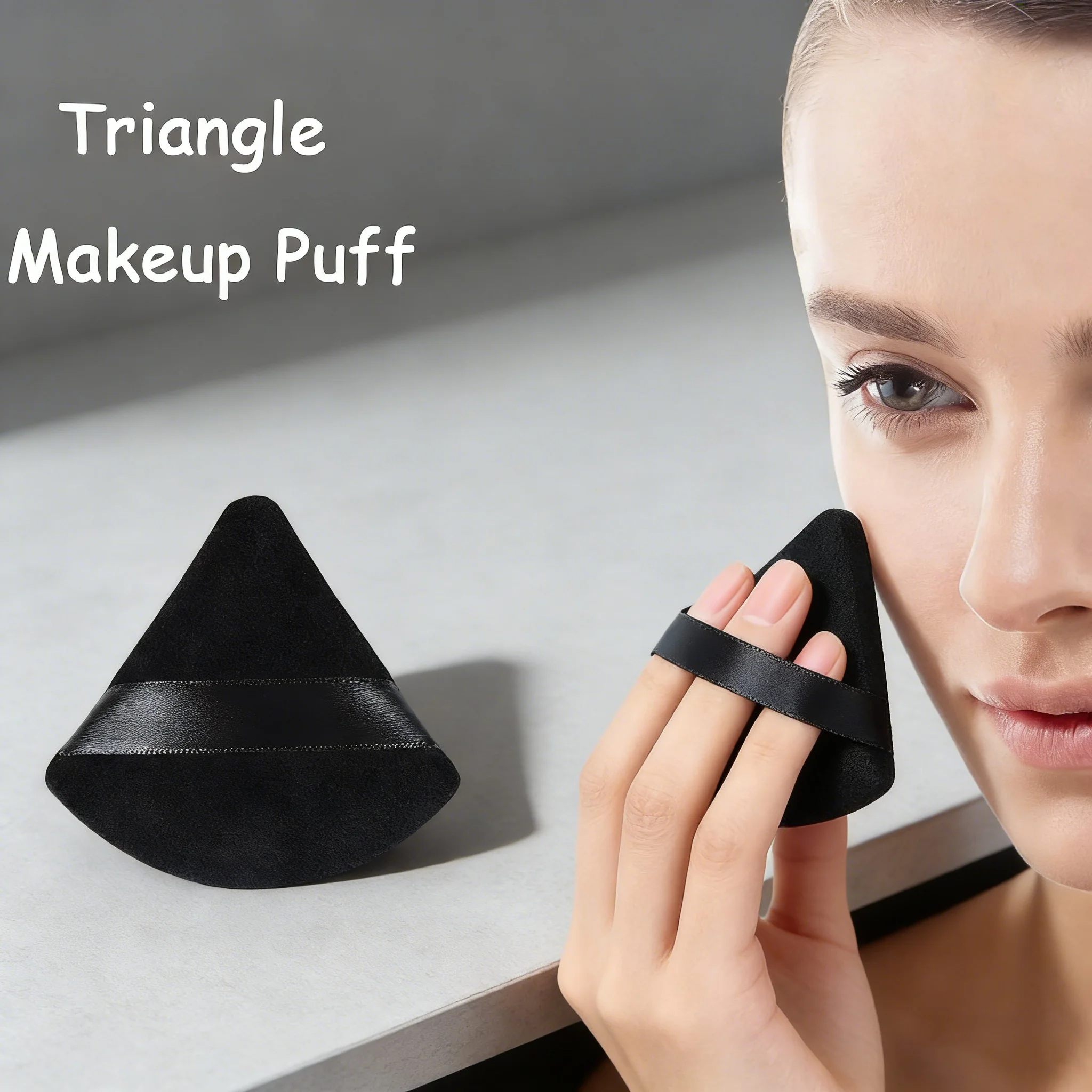 10 szt. Czarnych Trójkątnych Gąbeczek do Makijażu, Aksamitne Gąbki do Rozprowadzania Podkładu, Miękkie Kosmetyczne Blendery do Twarzy, Zestaw Narzędzi do Makijażu