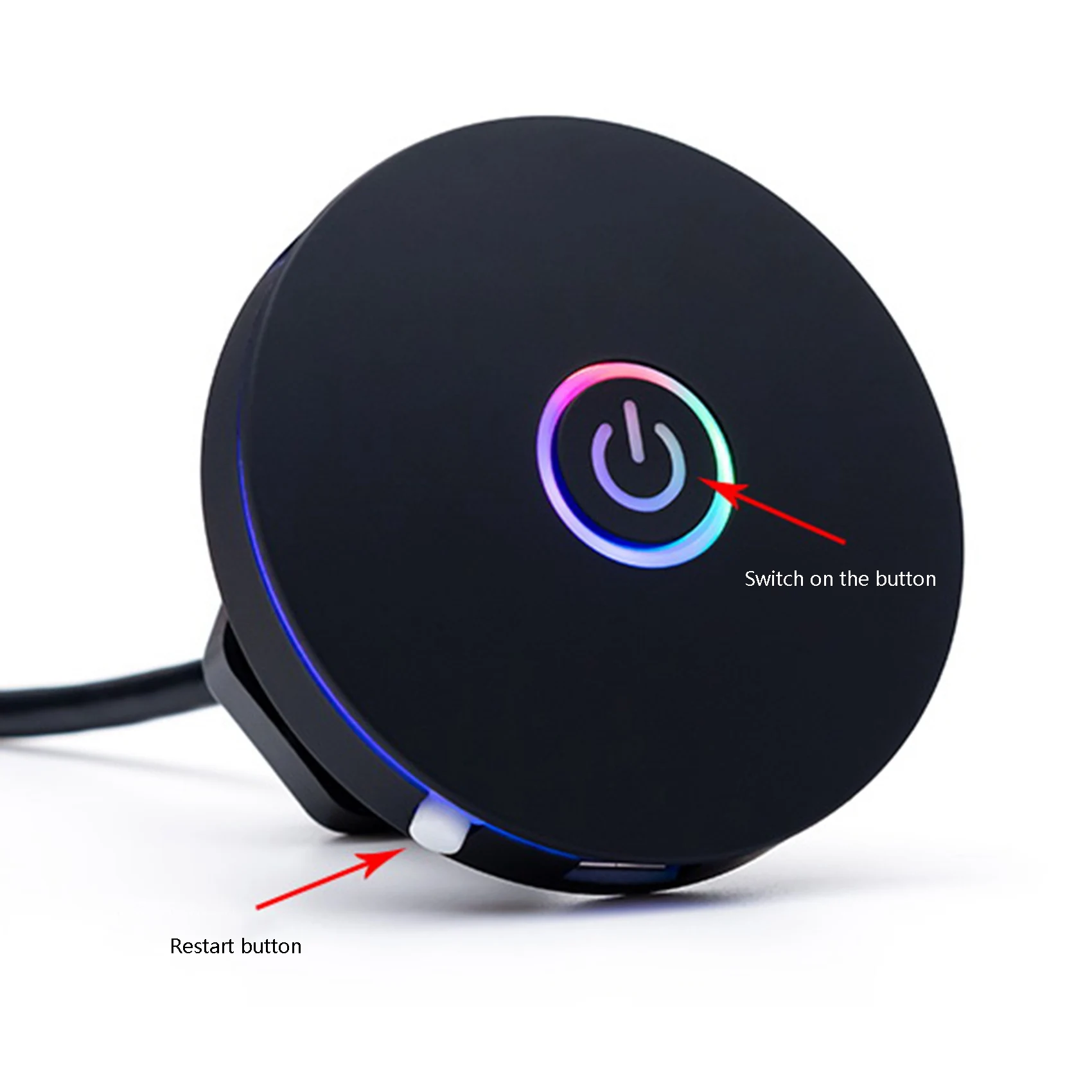 Компьютерный переключатель с RGB-эффектом и внешней кнопкой питания, подходит для Интернет-кафе, дома, офиса (черный)