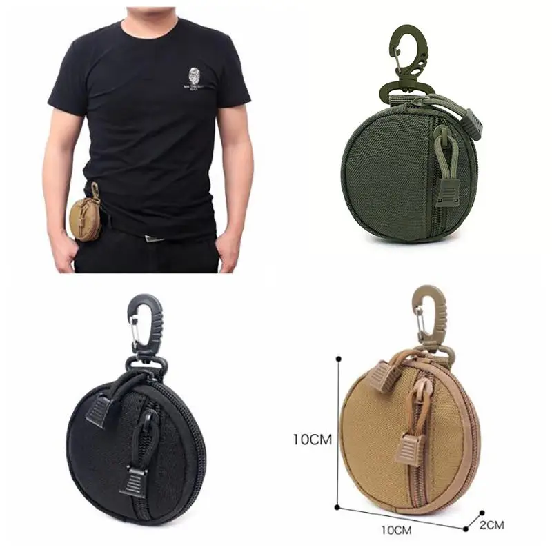 New Round Tactical Wallet Pouch Portable Coin Key Pocket For Hunt Waist With Clip Outdoor Accessories Bag EDC Purse