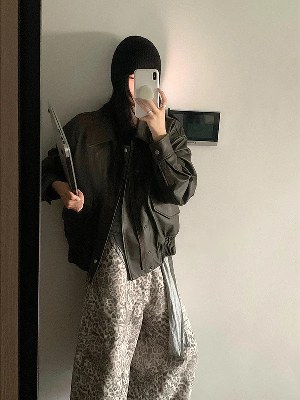 American Retro Leopard Print Wide Leg Low Waist Jeans Women's Autumn 2025 New Sle Loose Fit Floor Length Scythe Pants