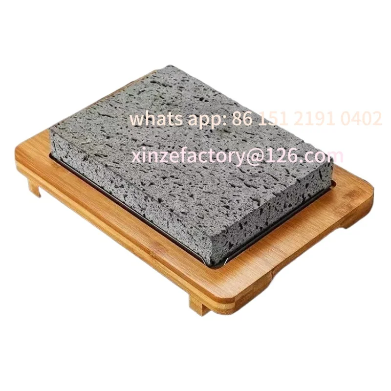 

Customizable lavica di roccia vulcanica naturale Pietra da bistecca rotonda Vassoio per barbecue Cottura Pentole ester