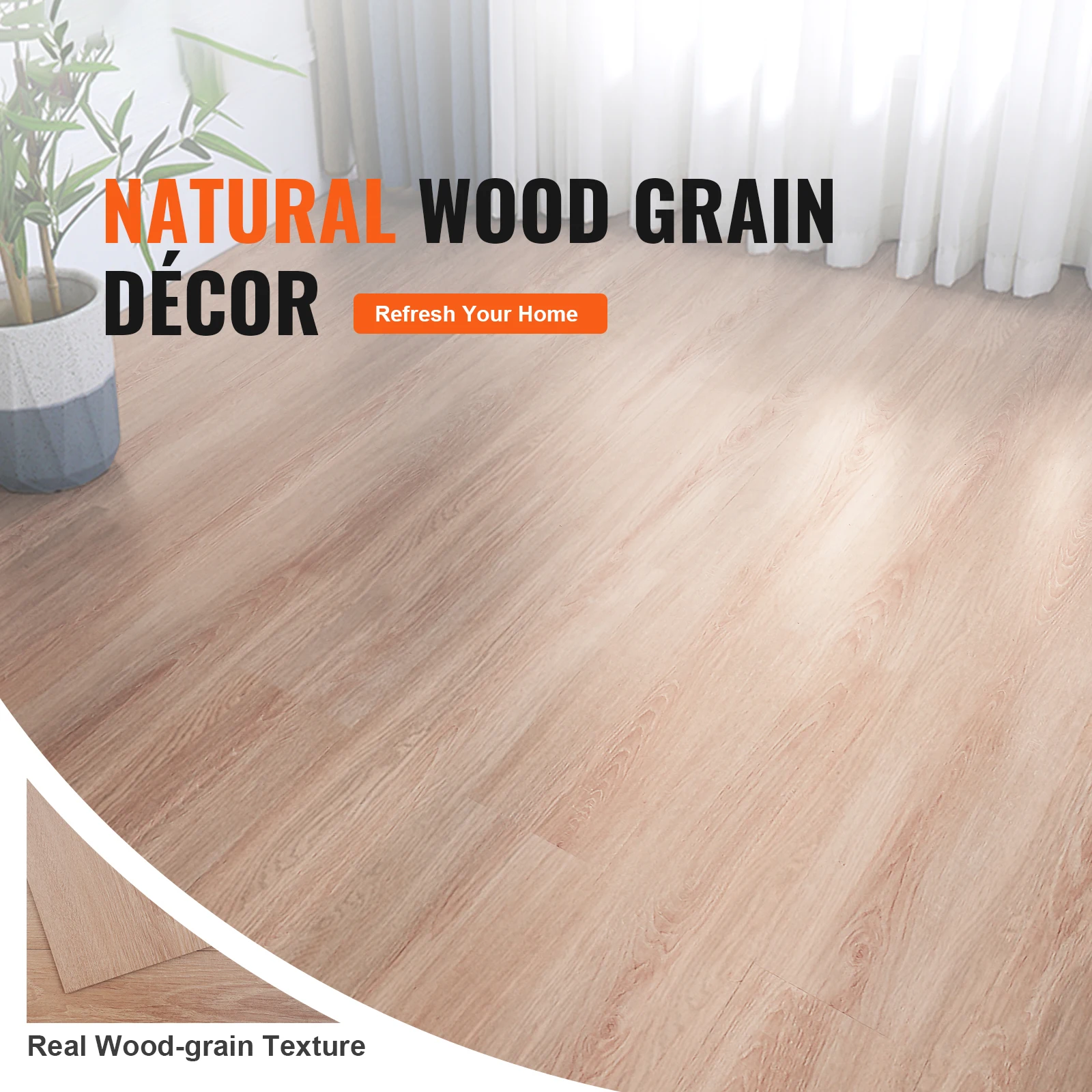 Self Adhesive Vinyl Floor Tiles 36 X 6 Inch, 36 Tiles 2.5mm Thick Peel & Stick, Natural Wood Grain DIY Flooring For Kitchen,