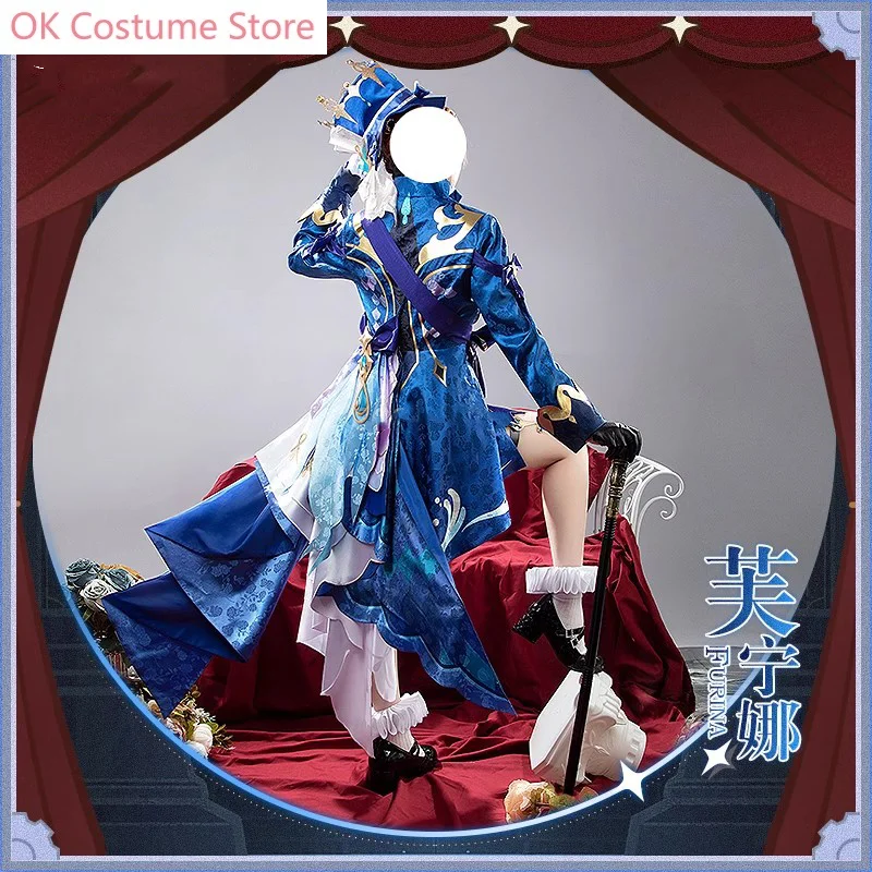 Genshin Impact Furina Game Suit Gorgeous Uniform Cosplay Costume Halloween Carnival Party Role Play Outfit Any Size