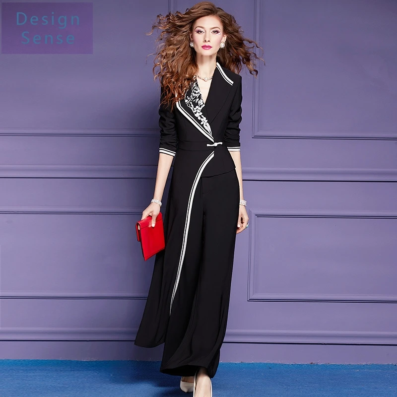 

High Quality Women's Commuting Wear High-End Suit Spring Chic Top Wide-Leg Pants Business