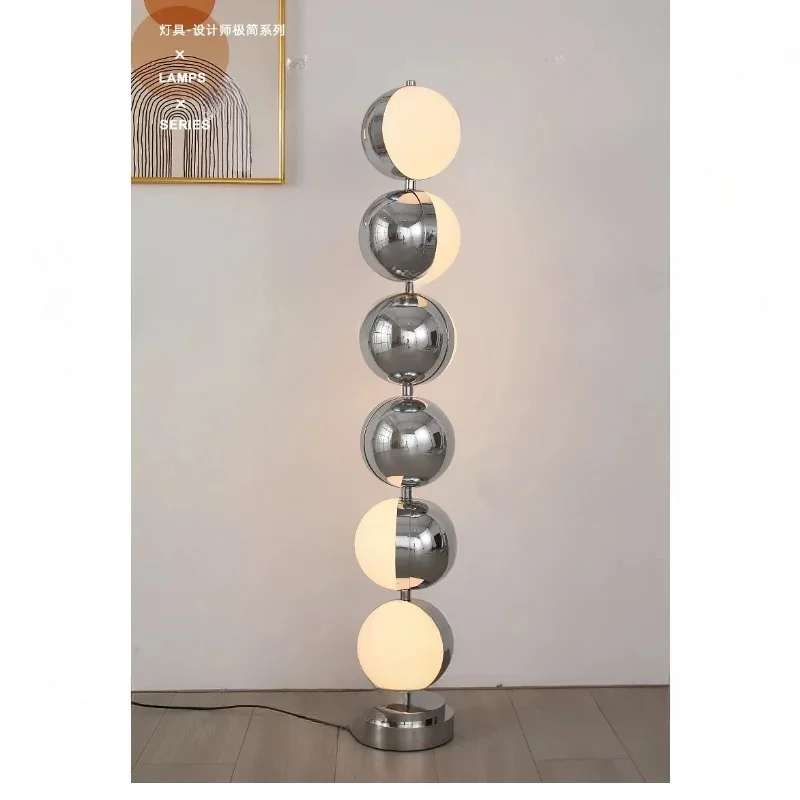 Space Bauhaus Retro Designer Ball Floor Lamp, Living , Sofa Decoration, Model Room, Stainless Steel Atmosphere