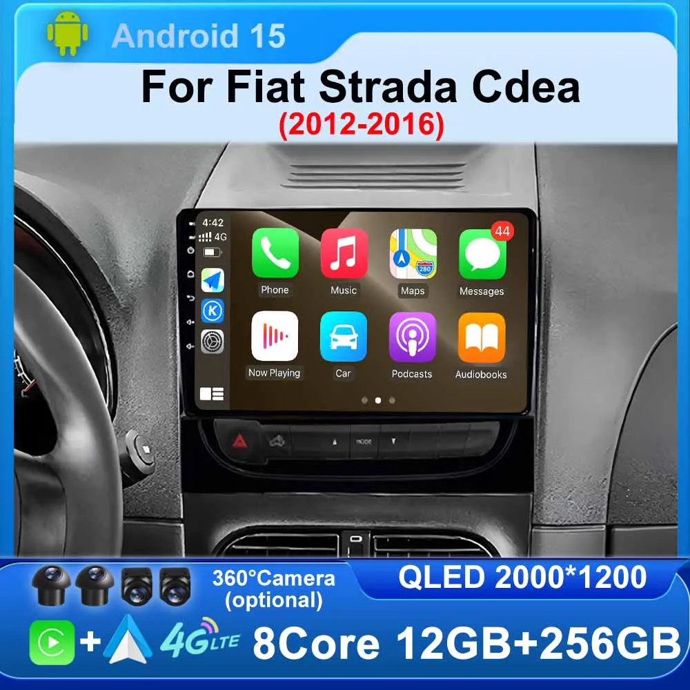 

Android 15 Carplay Car Radio for Fiat Strada Cdea 2012 - 2016 Multimedia Video Player Navigation GPS BT Stereo NO 2 Din DVD