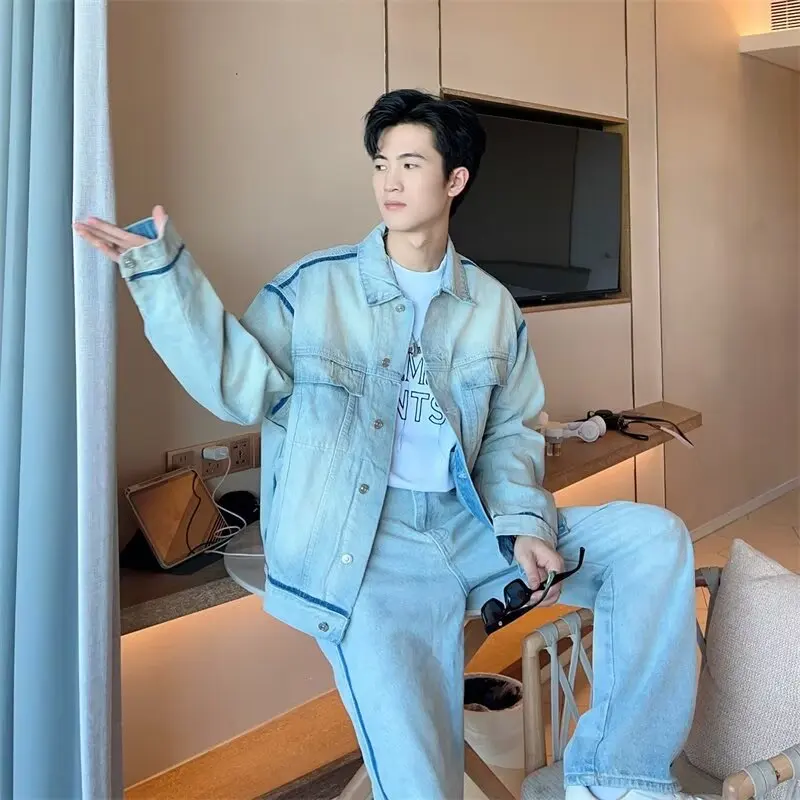 

Свободная мужская куртка Jaet 2024, осенне-весенняя уличная одежда, Гонконг Sle, модная корейская версия в стиле Харадзюку, верхняя одежда, пальто