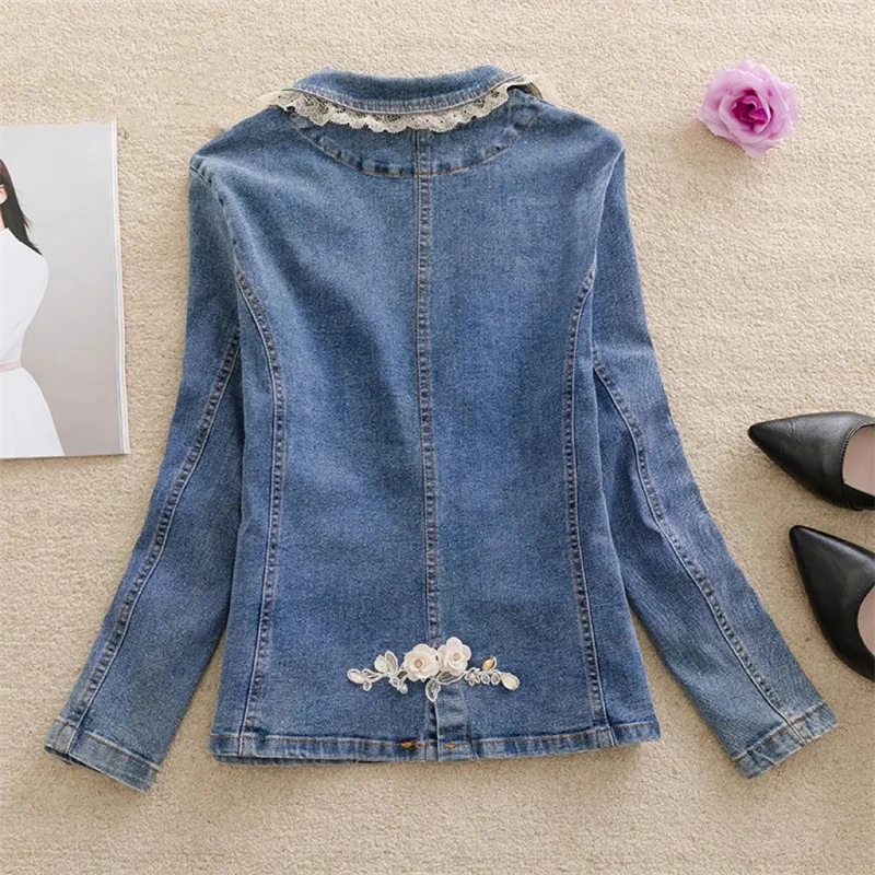 2024 Spring Autumn Women’s Denim Jacket Long Sleeve Overcoat Loose Denim Coat Button Outwear Streetwear Jeans Jackets