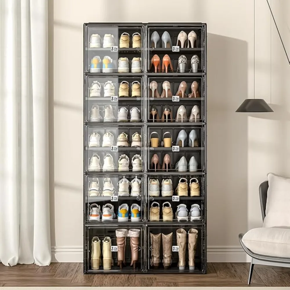 Black Shoe Rack Organizer Cabinet for Closet Entryway