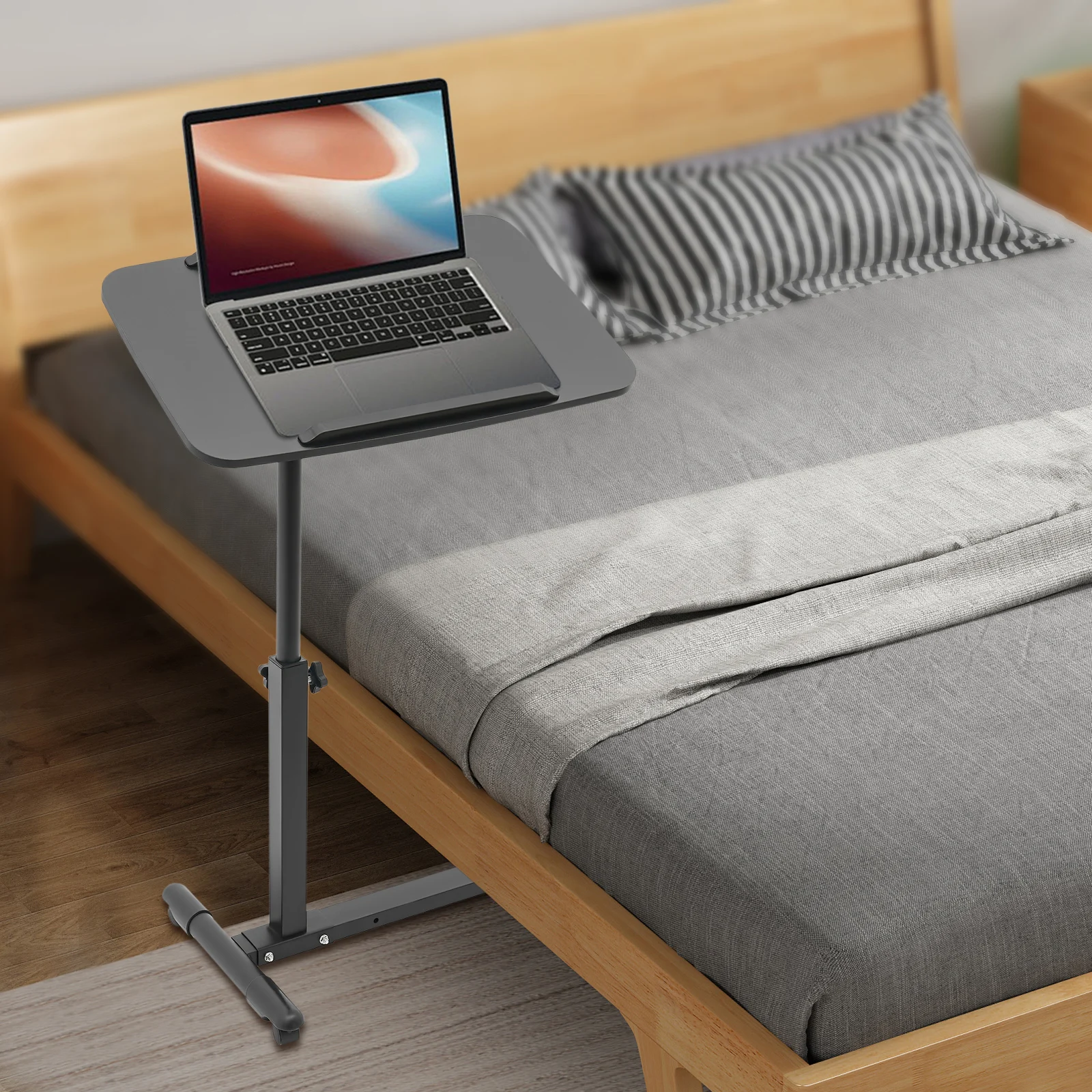 Bedside Table, Adjustable Hospital & Home Use Bed Table,  Rolling Laptop Table