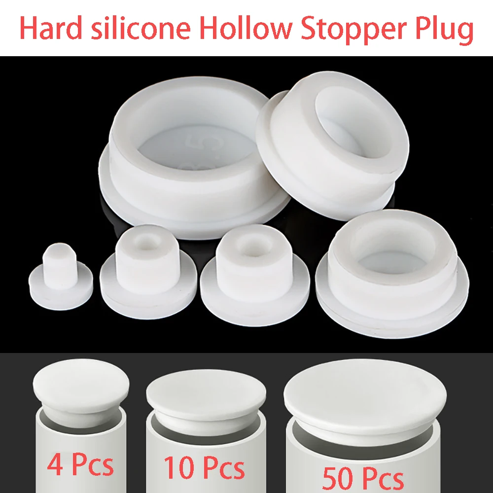 White Silicone Rubber Seal Hole Plugs Hollow Blanking End Cap Bore 6.8-201.5mm T Type Stopper Dustproof Plug Pipe Inserts