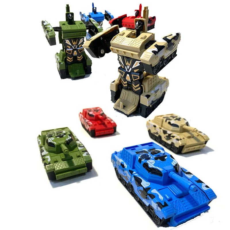 Transformation Mini 2 In 1 Tank Robot Toy Anime Action Collision Transforming Model Deformation Military Tank Toy Gift for Kids