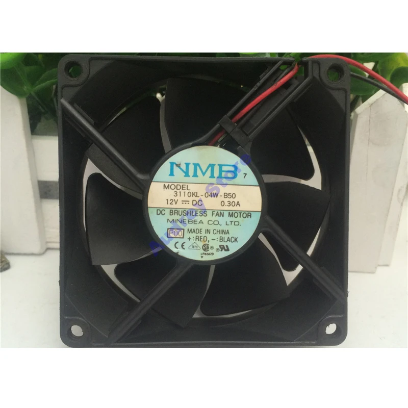 NMB 3110KL-04W-B50 8025 DC12V 0.3A 3.6W 8cm 2-wire cooling fan 3250rpm 38.8CFM double ball bearing air blower