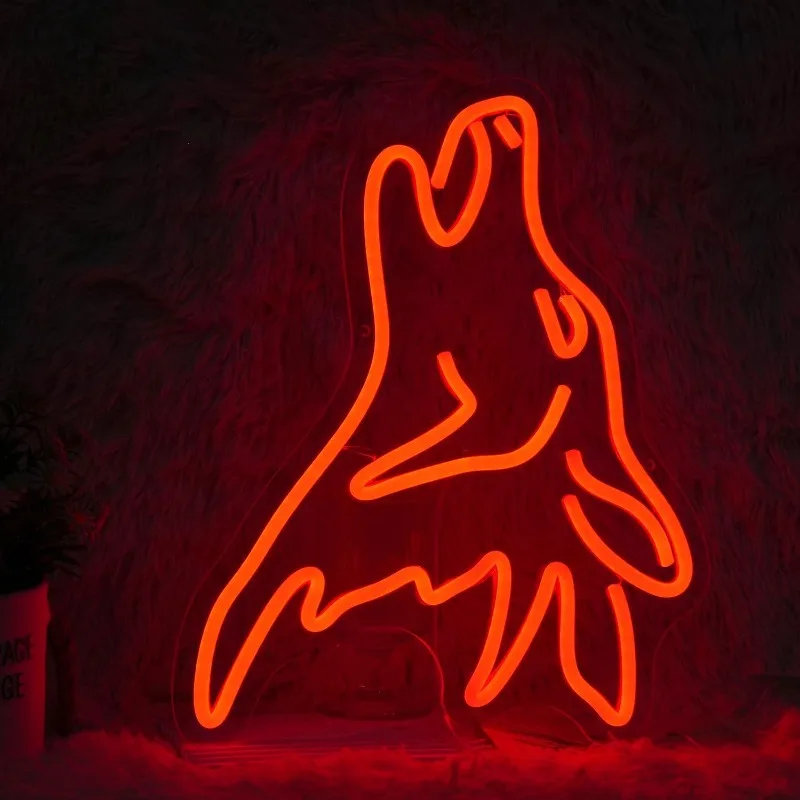 

Wolf Neon Light Warm White LED Cute Wolf Neon Light Wall Decor Dimmable USB Bedroom Sign Light Kids Room Home Decor Party Gift