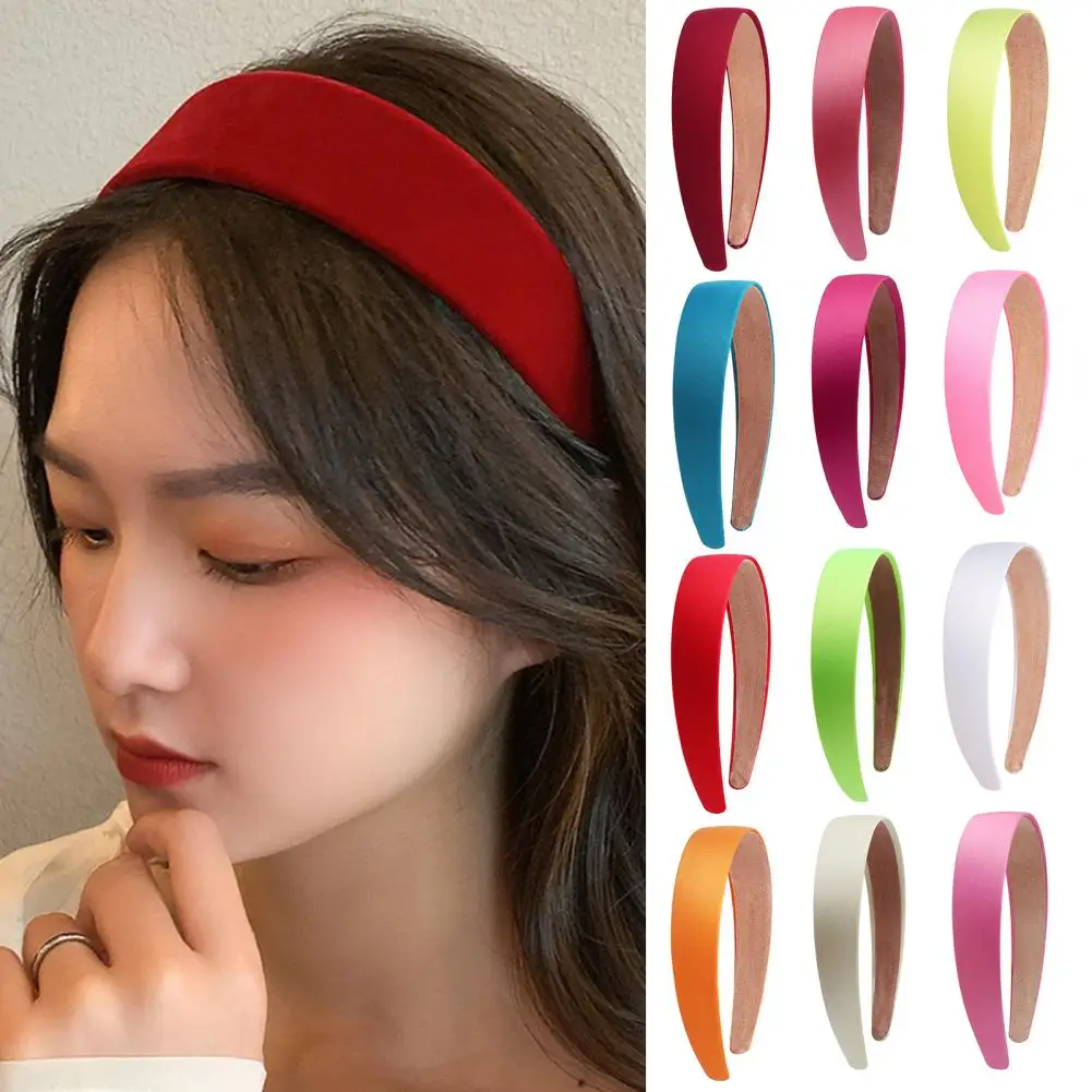 Chic  Hair Hoop Elegant Simple Pure Color Hair Band Colorful Flexible Ladies Headband for Party