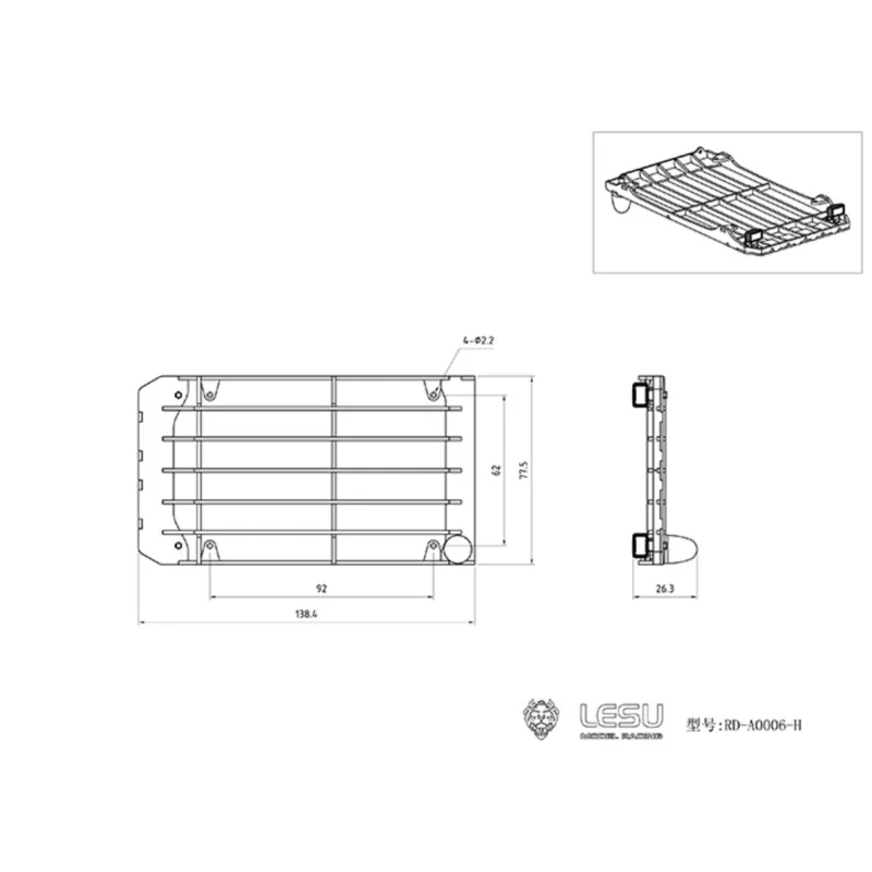 

1/14 металлическая защитная сетка на крыше кабины для гидравлического колесного экскаватора LESU RC A0006 TH18385-SMT5