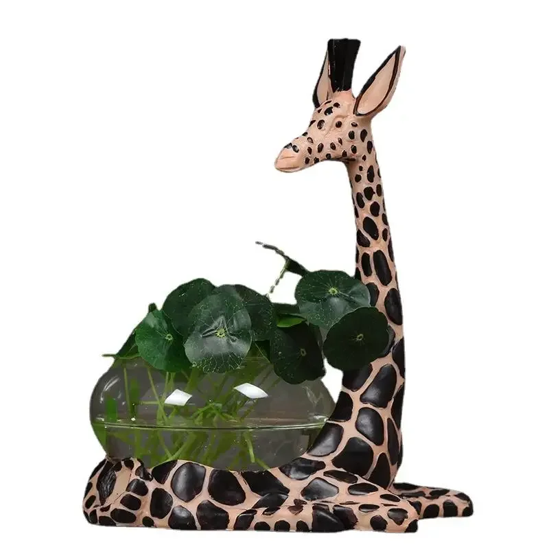 Resin Giraffe Cute Zebra Fish Hydroponic Plant Pot Table Decoration Living Room Decorative Vase Home