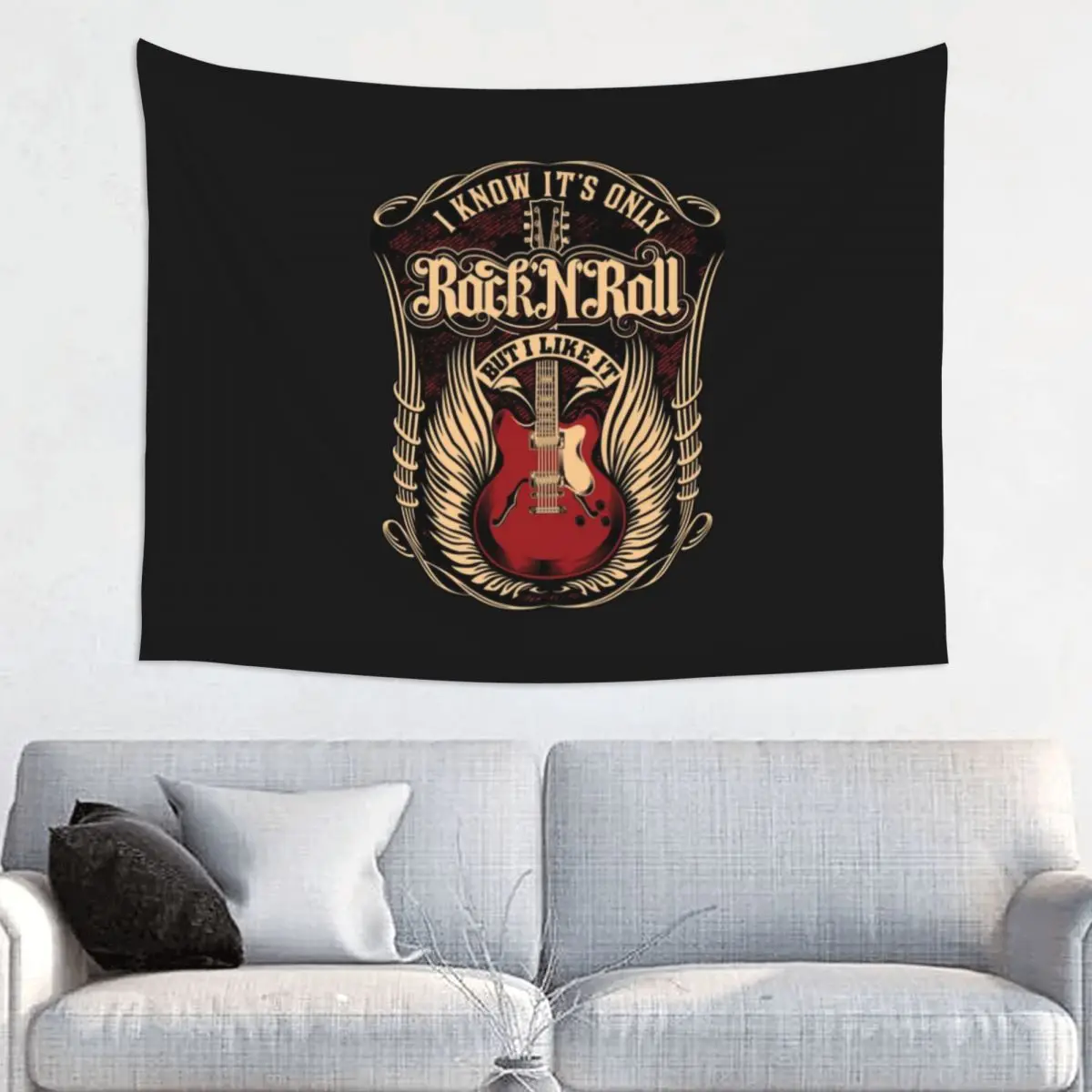 It's Only Rock And Roll Tapestry Hippie Room Decor Guitar Heavy Metal Music Lover Tapestries Wall Hanging for Living Room Home