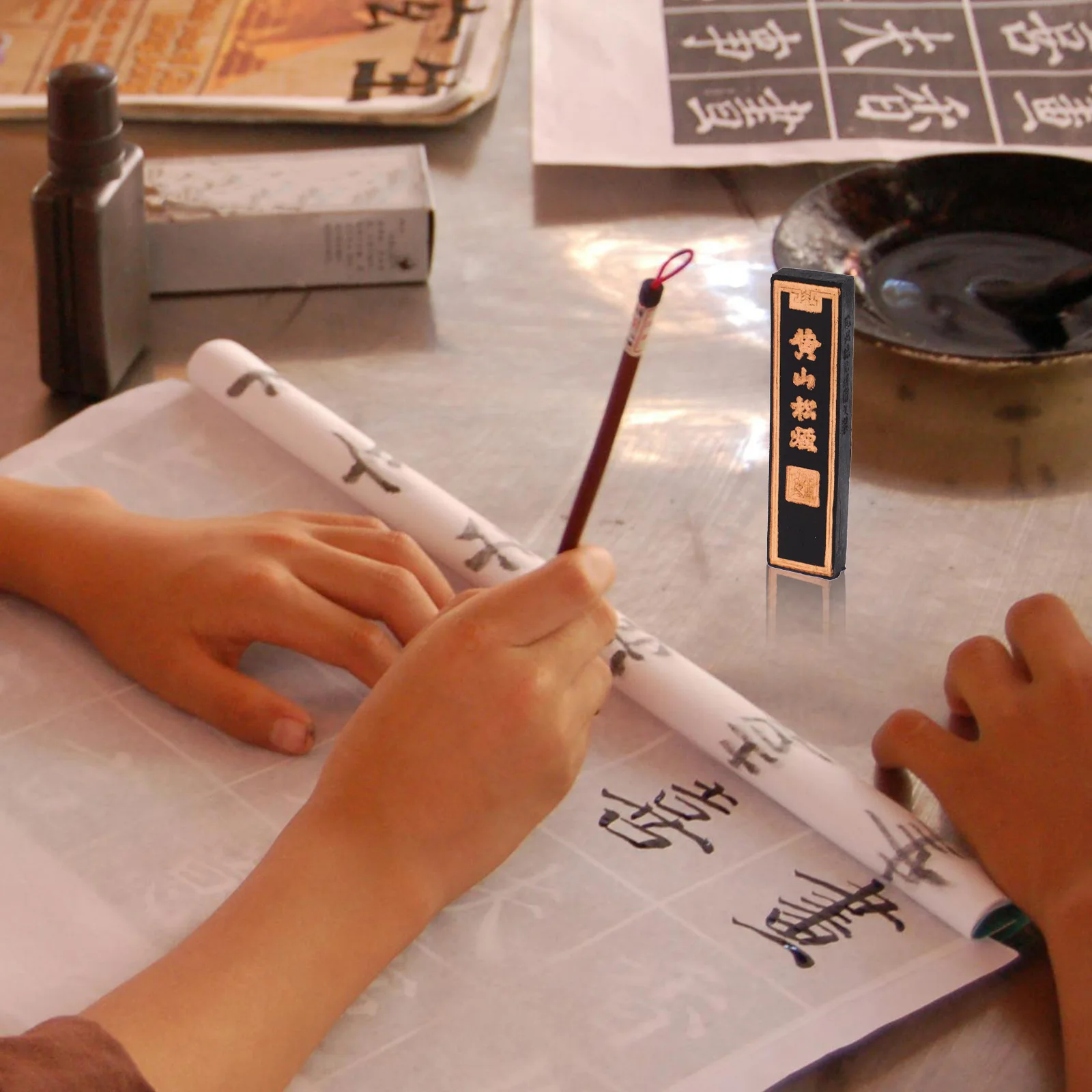 1-Kiefer-Tintenstift für chinesische Kalligraphie, Malerei, handgefertigt, tragbar, Tintenblock, Kunstbedarf, Zeichenwerkzeug, Unterricht