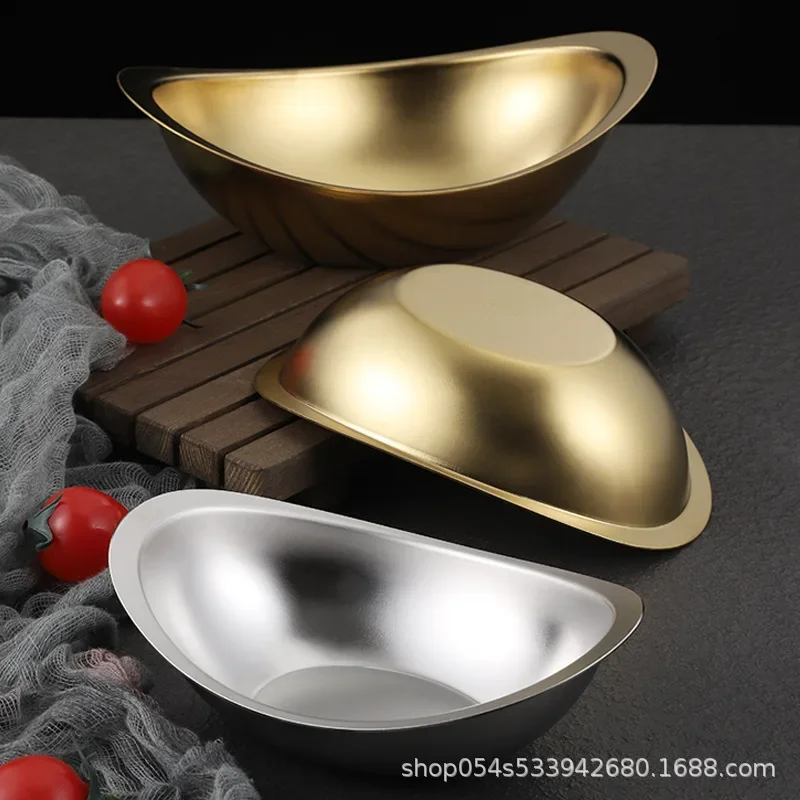 304 stainless steel golden ingot bowl Korean salad bowl commercial dessert snack bowl Korean cuisine tableware