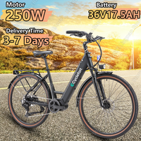Cyclefort-L7 Electric Bicycle 250W Bafang Medium Motor 36V17.5AH Adult Electric Bike Hydraulic Disc Brake Urban Commuter E-bike
