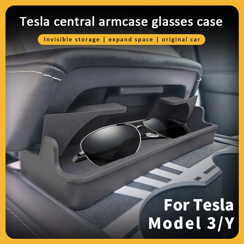 Central Control Armrest Storage Box Glasses Pocket For Tesla Model 3/Y 2023 Auto Interior 2022-2017 Accessories