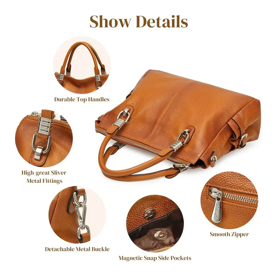 حقيبة يد جلدية حقيقية محفظة الكتف حقيبة حمل حقيبة كروسبودي