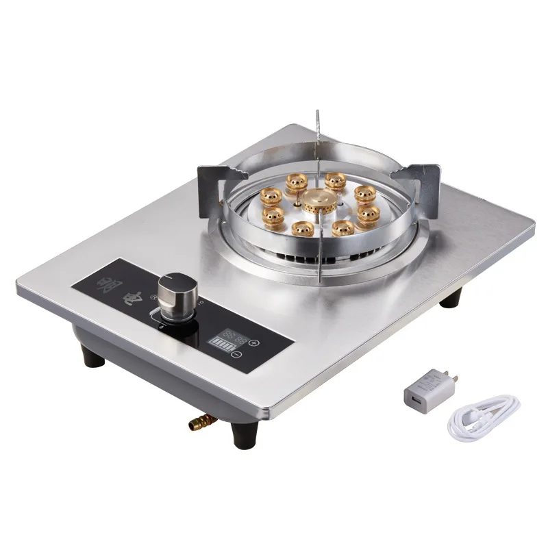 Durable Camping Stainless Steel 2 Burner Outdoor Cooker Portable Card Magnetic Gas Stove