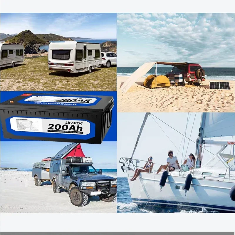 12V 200ah Lifepo4 Batterij Package Lithium Iron Phosphate Batterijen Embedded BMS For Solar Boot No Belasting