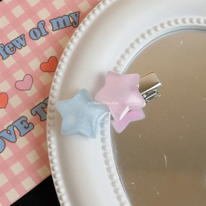 1pcs Sweet Cute Star Hairpin Lovely Pentagram Hair Clip Duck Beak Clip Side Bang Clips for Girls Y2K Hair Accessories 집게핀 헤어핀