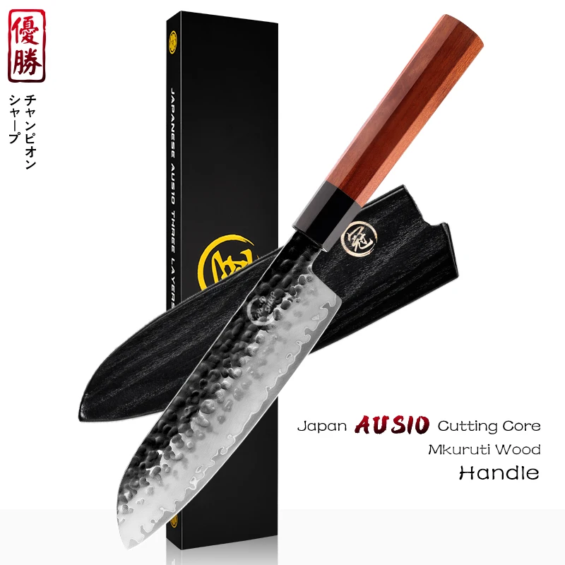 

GRANDSHARP 7.5 Inch Santoku Chef Knife 2 Layers Japanese AUS10 Filleting Kitchen Knives Utility Slicing Cleaver Cutting tools