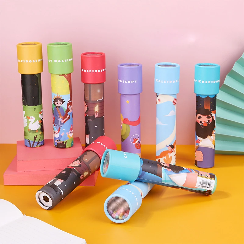 1pcs 만화경 교육 장난감 만화 종이 마술 변화 무쌍 비 조절 가능한 컬러 세계 장난감 어린이 클래식 장난감 선물