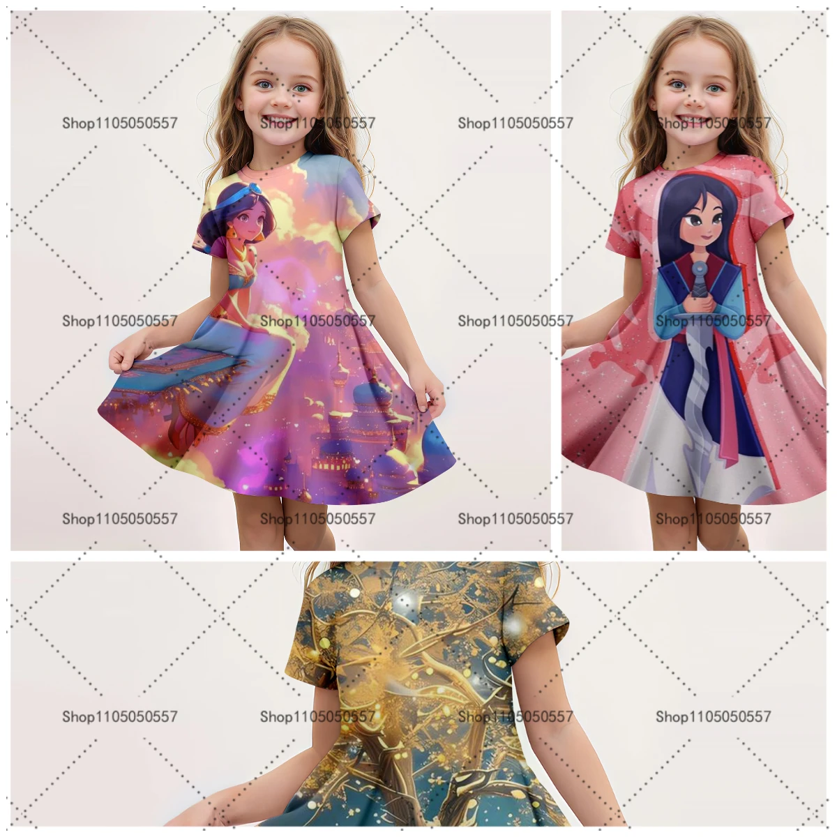 

Kids' Bright Floral Short - Sleeve Dress, Colorful Flower Design, Comfortable & Cute for Kids