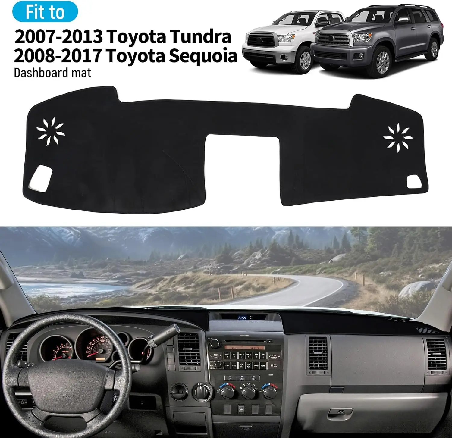 

Dash Cover for 2007-2013 Toyota Tundra & 2008-2017 Toyota Sequoia Accessories Flannel Dashboard Cover Dash Mat Center Console