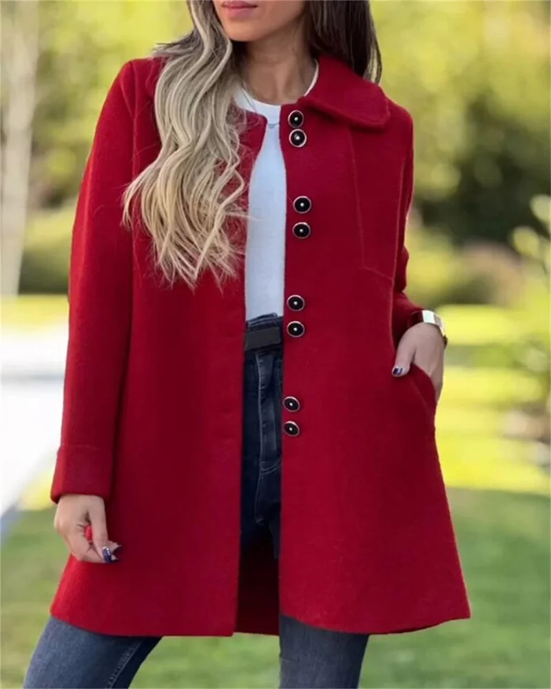 Popular autumn and winter woolen casual warm coat, single-breasted warm coat with Aolirong for autumn and winter.