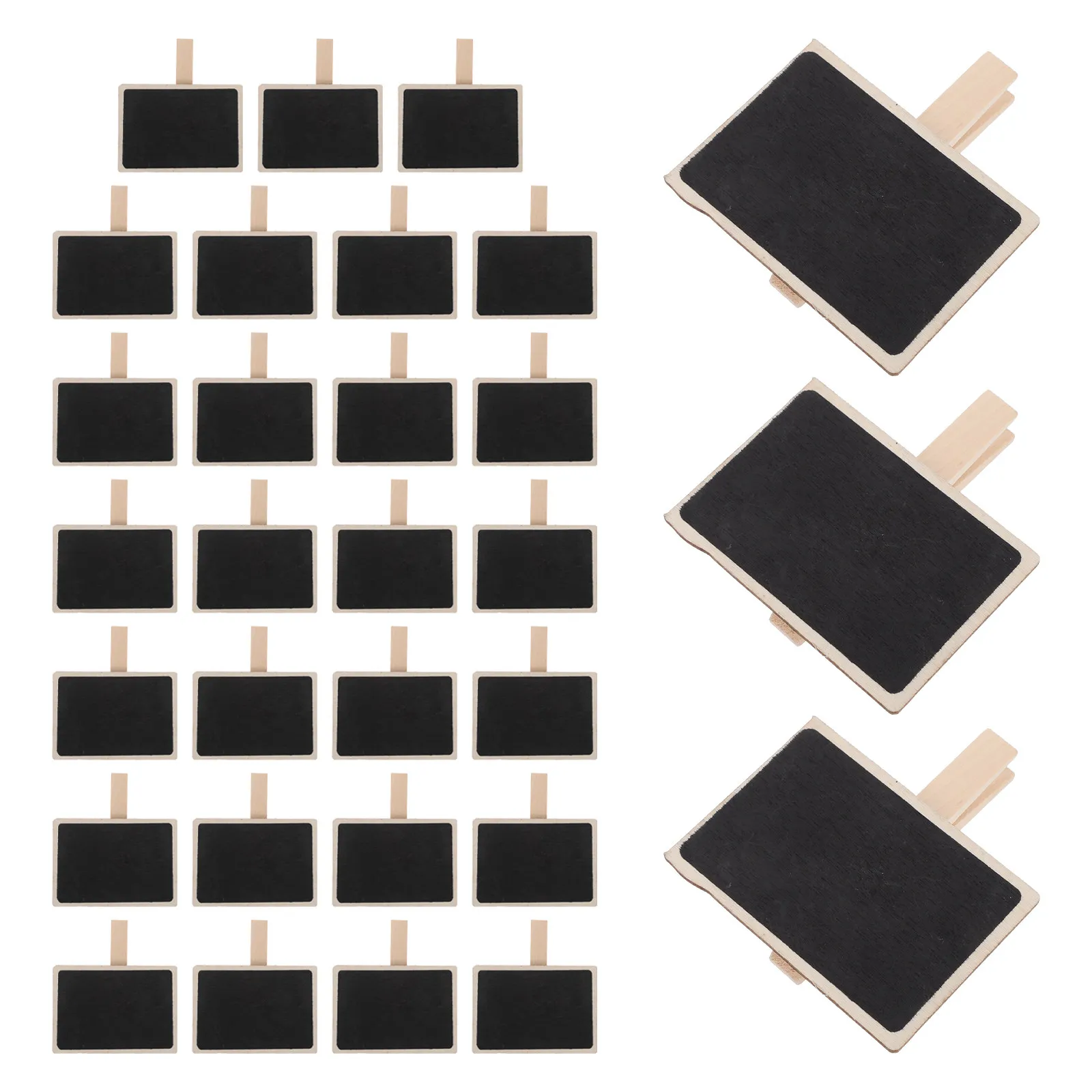 30Pcs Small Blackboard Wooden Clip Chalkboard Reusable Mini Signs Food Labels Price Tags Wedding Party Buffet Memo Photo Clips