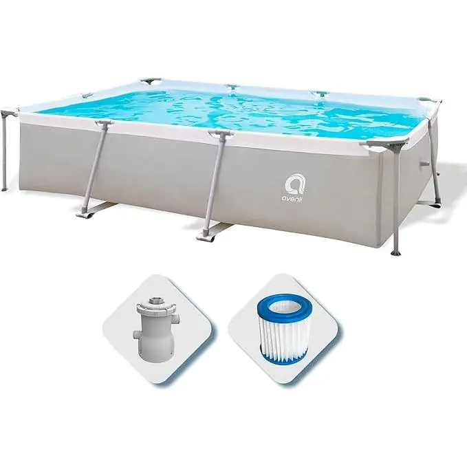 YUMO HOUSE-Avenli Piscina Rectangular con Estructura metálica 300x207x65cm con depuradora ,3701L ,Montaje fácil en 30minutos / Piscina Rectangular amb Estructura metàl·lica