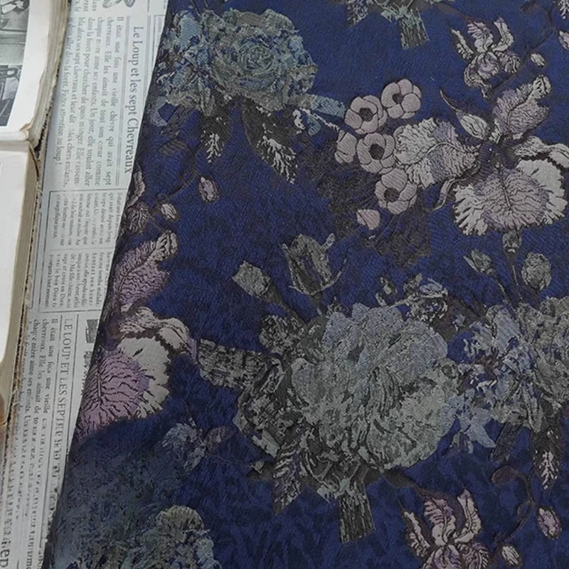 

Flower Embossed Brocade Jacquard Fabric for Soft Dress Coat Clothing Design Yarn Dyed Cloth Diy By The Meter Sewing Material