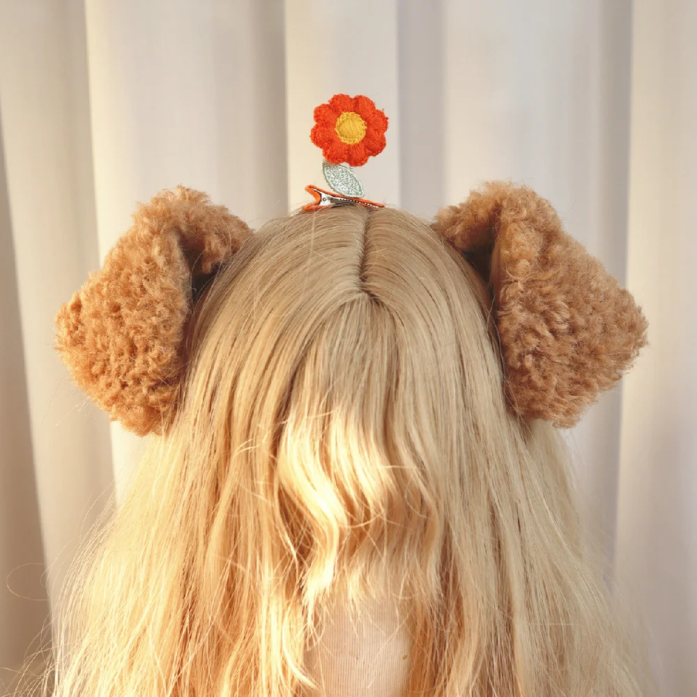 

New Arrived HandMade Poodle Dog Ears Hairhoop Headwear Brown Light Deep Color for Cosplay Prop Custom Made